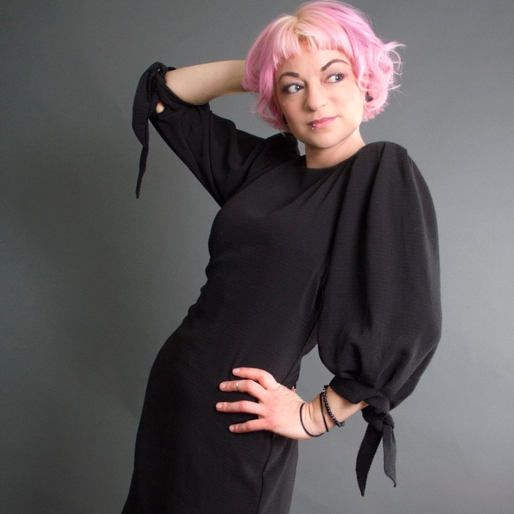 *EXPRESS* Black Puffy Sleeve Dress with Ties